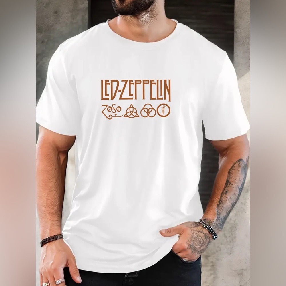 NWOT- LED ZEPPELIN graphic band White T-Shirt